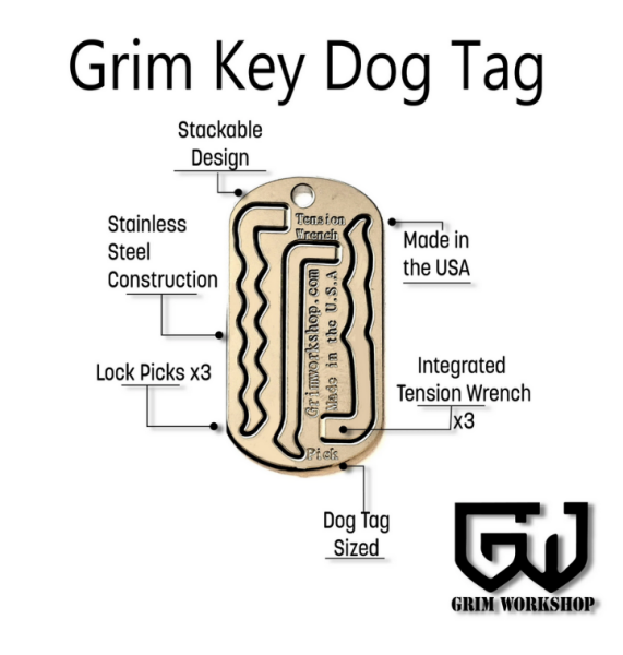 GRIM WORKSHOP®: Key Dog Tag: Tactical Lock Pick Set
